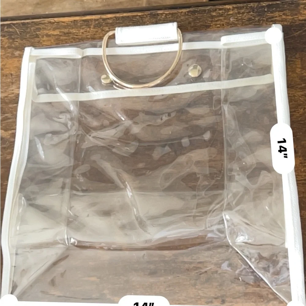 Transparent Bag organizer/Garment Bag with White Trim round gold handle 6pcs